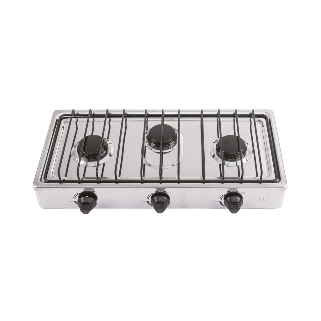 PAGA-3X | Parrilla de gas de sobreponer 3 quemadores, inox, Foset