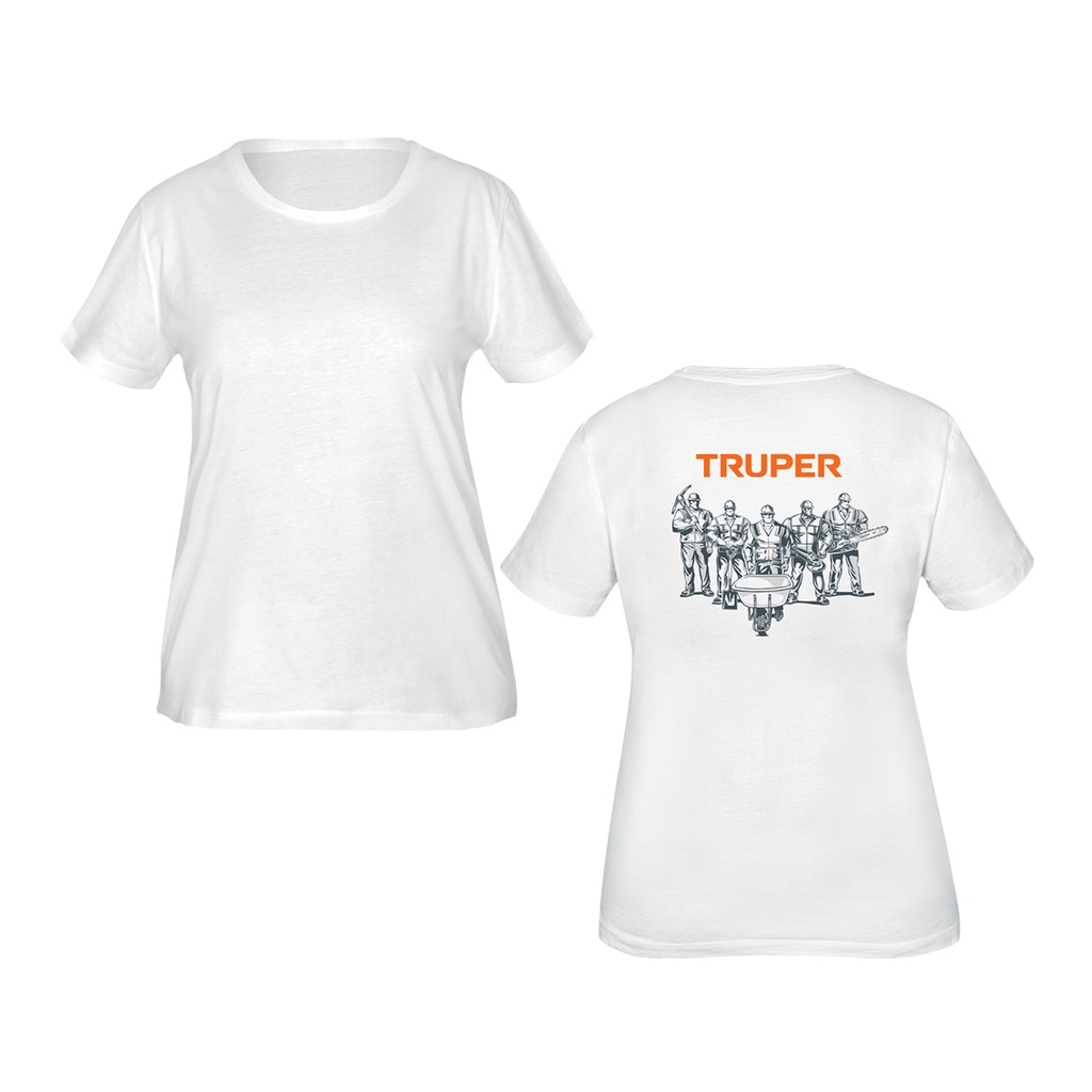 CAM-BLA-30D | Playera cuello redondo para mujer, blanca, G, Truper