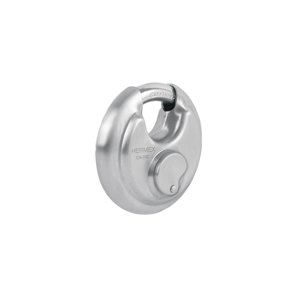 CA-70C | Candado circular acero inox, cilindro latón, 70 mm