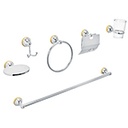AQA-4002G | Juego 6 acc. p/baño cromo-oro chapetón redondo chico, Aqua