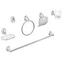 AQA-4003 | Juego de 6 accesorios p/baño cromo chapetón ovalado, Aqua