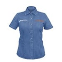 CAM-MEZ-DCL | Camisa de mezclilla para dama, manga corta talla G, Truper