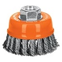 CT-608MX | Carda copa 3' alambre trenzado grueso, eje M14, Truper