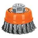 CT-608X | Carda copa 3' alambre trenzado grueso, eje 5/8'-11, Truper