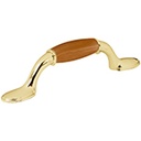 JAL-0621 | Jaladera metálica, 76mm latón brillante, inserto tipo madera