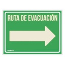 LIN-05 | Letrero de señalización 'RUTA EVACUACIÓN DERECHA',21 x 28 cm