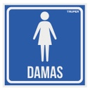 LIN-10 | Letrero de señalización 'DAMAS', 19 x 19 cm, Truper