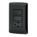 PA-APCO-I2N | Placa armada contacto 2 interruptores,negro, línea Italiana