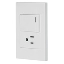 PA-APCO15-EB | Placa armada 1 interruptor,1contacto,1.5mod,Española, blanco