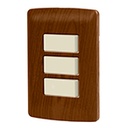 PA-APTR-IM | Placa armada 3 interruptores sencillos,madera,línea Italiana