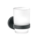 TBA-71M | Portavaso cepillero negro con vaso de vidrio, Foset Túbig