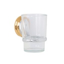 AQA-81G | Portavaso cepillero cromo-oro con vaso de vidrio, Foset Aqua