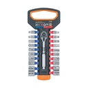 JD-1/4X21MP | Juego de dados mm y std con matraca, cuadro 1/4', Truper